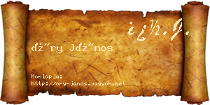 Őry János névjegykártya